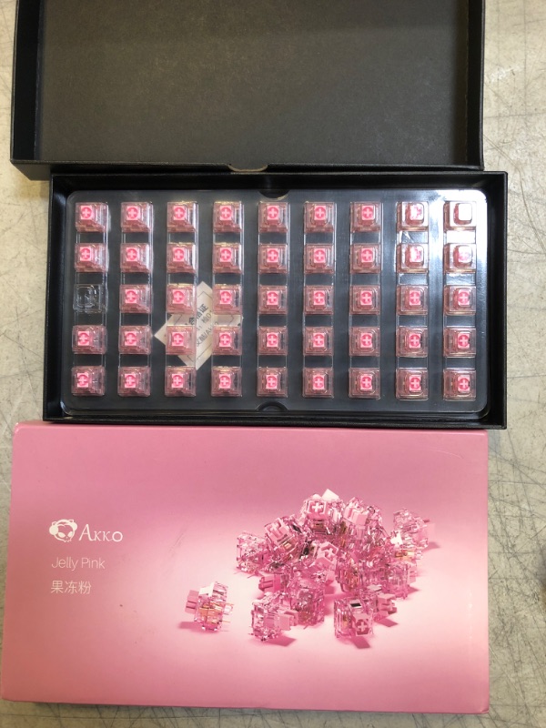 Photo 2 of Akko CS Jelly Pink Switches for Mechanical Keyboard, 3 Pin 45gf Linear Switch with Dustproof Stem, 22mm Extension Spring, Keyswitches Compatible with Gaming Keyboard (45 pcs)