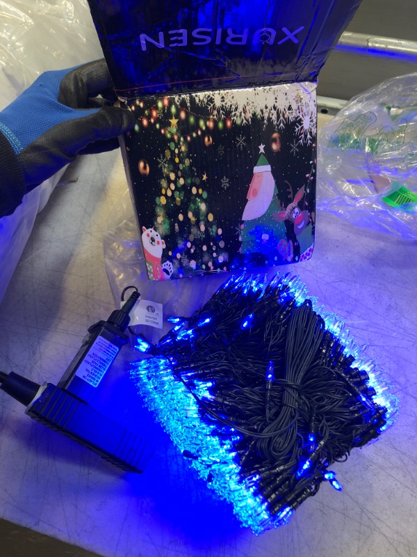 Photo 2 of 1000 LED Blue Christmas Tree Lights, 8 Modes Blue LED Christmas Lights Indoor, Blue Fairy String Lights Outdoor Waterproof for Christmas, Christmas Tree Decorations, Xmas, Party, Garden