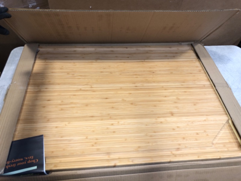 Photo 2 of 4XL Bamboo Butcher Block Cutting Board - Extra Large Cutting Boards for Kitchen 36 x 24 - Wood Countertop 24 x 36 Cutting Board - Wooden Extra Large Cutting Board 36 x 24 Butcher Block - Greener Chef 4XL - 36 x 24 Inches Two-Tone