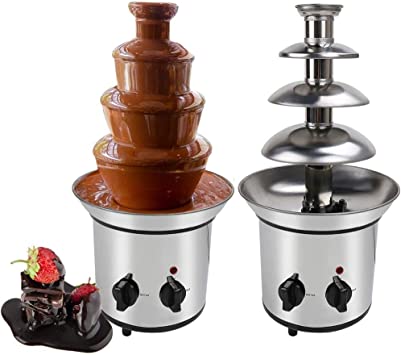 Photo 1 of 4 Tiers Stainless Steel Chocolate Fondue Fountain,2-Pound Capacity, Easy To Assemble,Perfect For Chocolate, Nacho Cheese, BBQ Sauce, Ranch, Liqueurs
