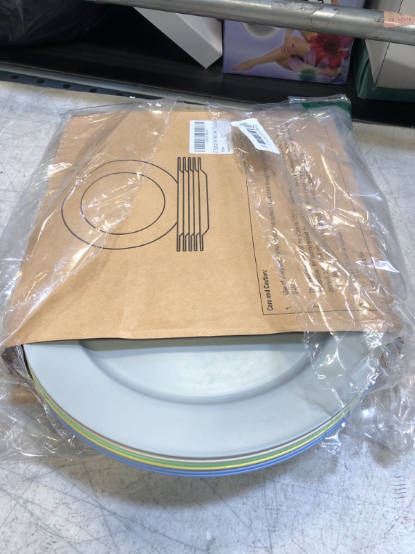 Photo 2 of 10 Inch Wheat Straw Flat Plastic Plates Set (6 Dinner Plates) - Dishwasher & Microwave Safe - Unbreakable Reusable Lightweight Eco Friendly & BPA Free Dinnerware - Dishes for Kids Toddlers & Adults 10" Flat Plates 10" Wheat Straw Flat Plastic Plates