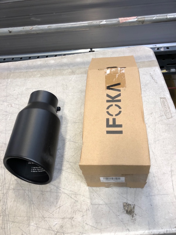 Photo 2 of IFOKA 3 Inch Inlet Black Exhaust Tip, 3" Inlet 4.5" Outlet 9" Overall Length Stainless Steel Exhaust Tips Powder Coated Finish Univesal for All 3 Inch Outside Diameter Car Trucks Tailpipe Black Powder Coated