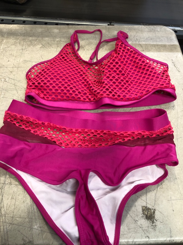 Photo 1 of 2 PC LIGHT PINK AND DARK PINK NETFISH SWIMSUIT ( SIZE" XL ) 