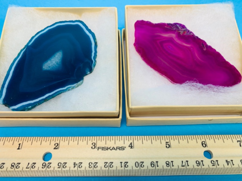 Photo 1 of 892569…2 agate slices in gift boxes 