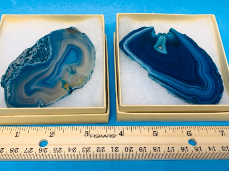 Photo 1 of 892570…2 agate rock slices In gift boxes 