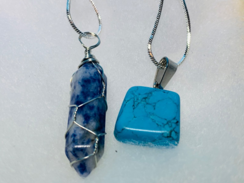 Photo 1 of 892573…2 rock/crystal pendant necklaces In gift box- not turquoise
