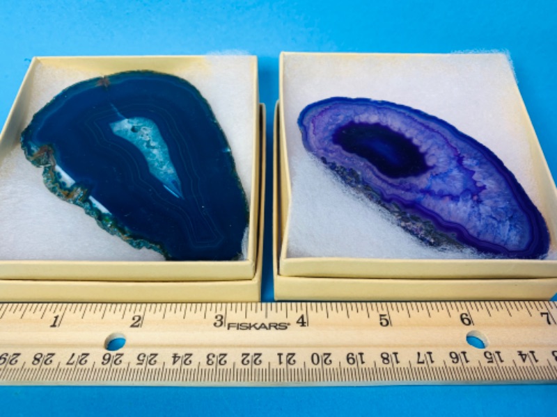 Photo 1 of 892579… 2 agate rock slices in gift boxes 
