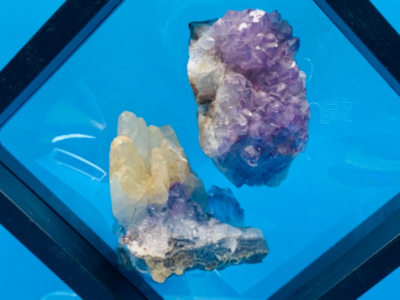 Photo 2 of 892596…2 amethyst crystal rocks in 4 x 4” display 