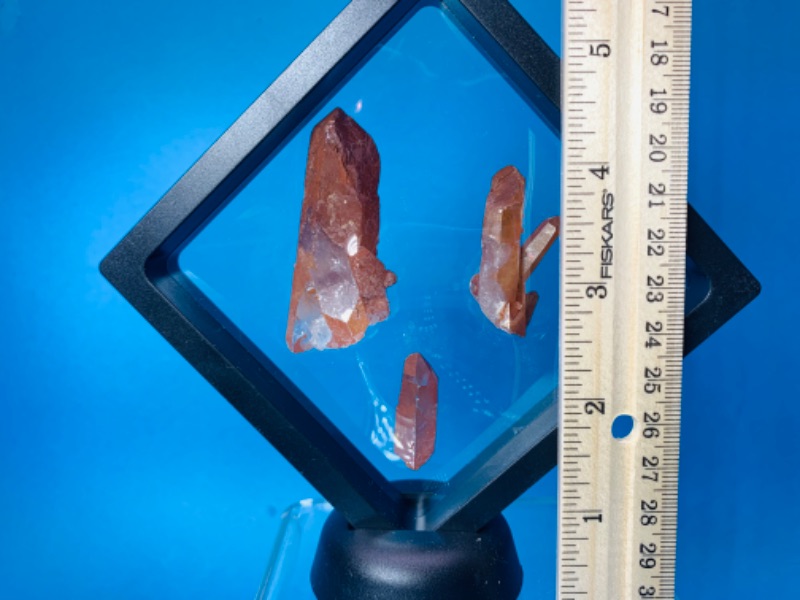 Photo 2 of 892608…3 red quartz rocks in 4 x 4” display 