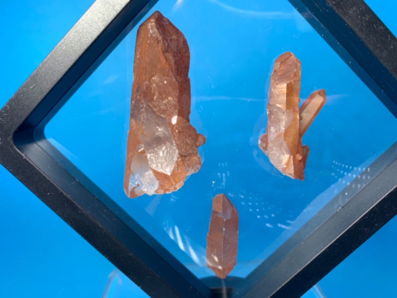 Photo 1 of 892608…3 red quartz rocks in 4 x 4” display 