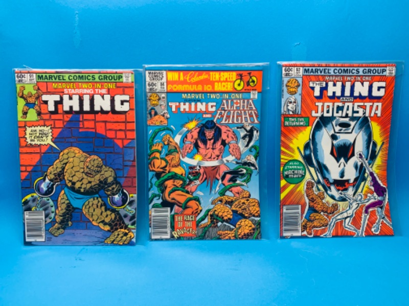 Photo 1 of 892717…3 vintage $.60 the Thing comics in plastic sleeves 