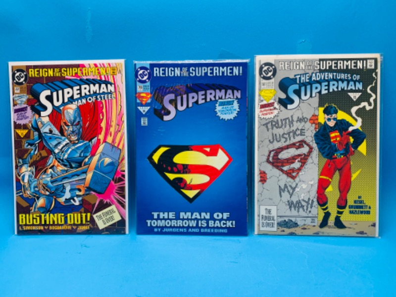 Photo 1 of 892754…3 superman man of steel comics in plastic sleeves