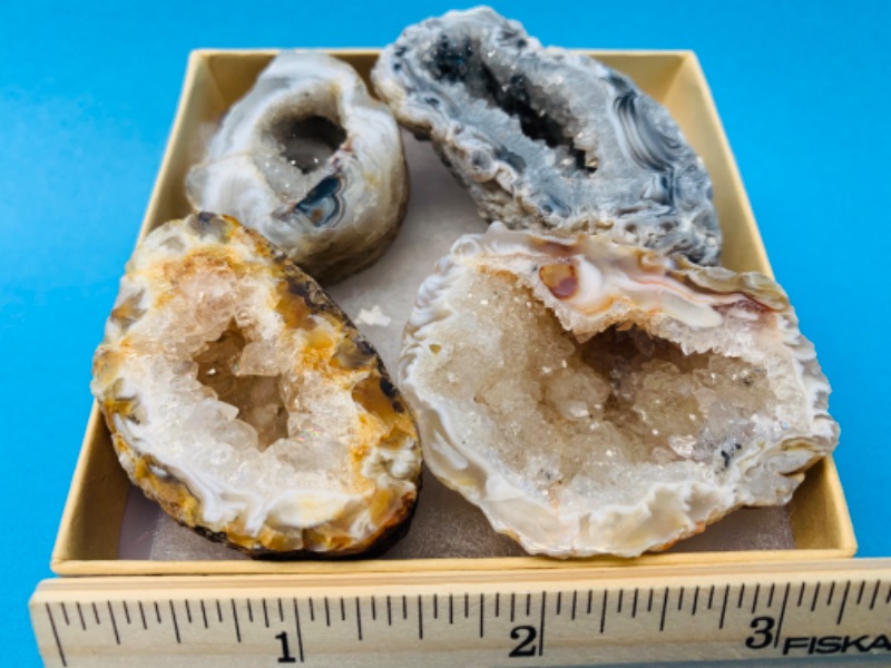 Photo 1 of 892793… 4 polished geode septarian rocks in gift box 