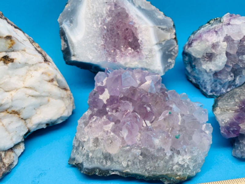 Photo 5 of 892797…5 large amethyst, snow quartz, and purple quartz rocks 