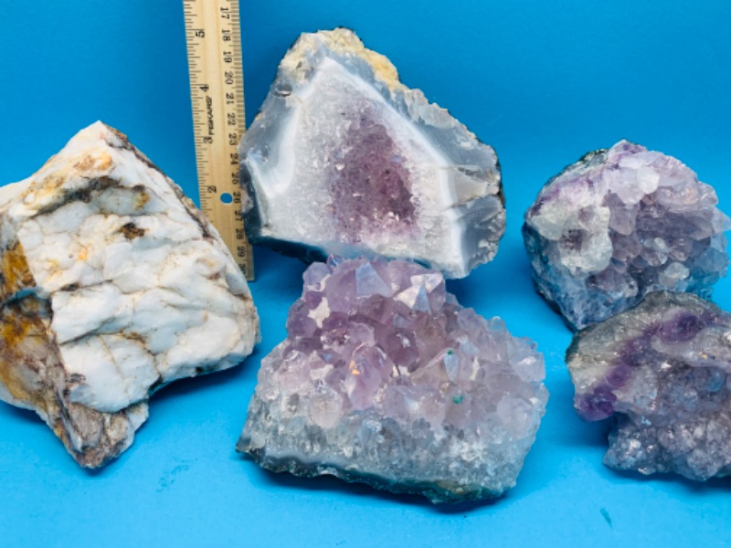 Photo 2 of 892797…5 large amethyst, snow quartz, and purple quartz rocks 