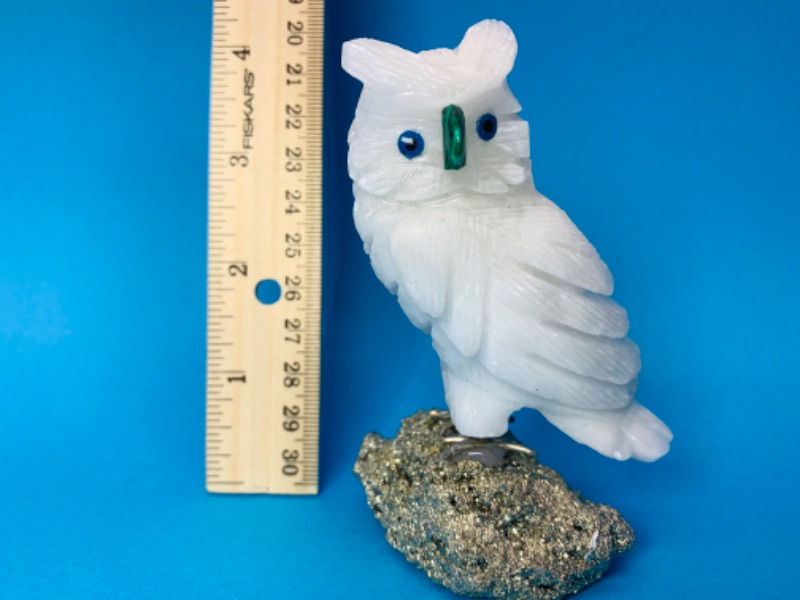 Photo 1 of 892966…4” carved owl on pyrite rock