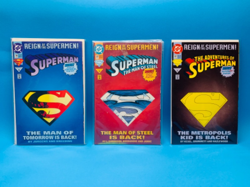 Photo 1 of 892981…3 Superman comics in plastic sleeves 