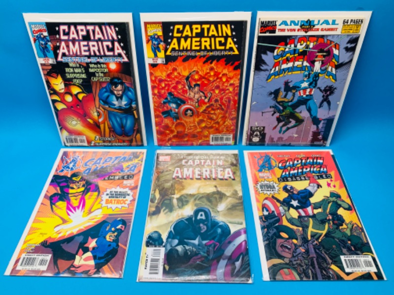 Photo 1 of 892983…6 Captain America comics in plastic sleeves