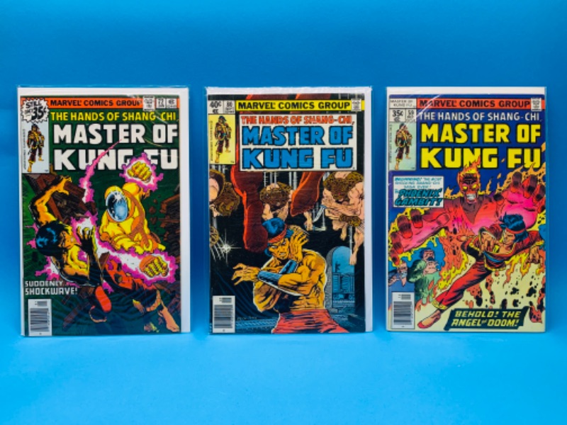 Photo 1 of 892984…3 vintage master of Kong Fu comics in plastic sleeves