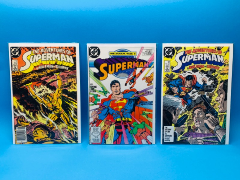 Photo 1 of 893001…3 superman comics in plastic sleeves