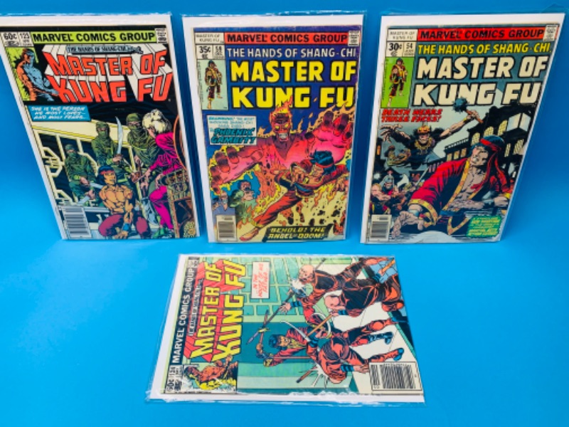 Photo 1 of 893038…4 vintage master of kung fu comics in plastic sleeves - some wear from age