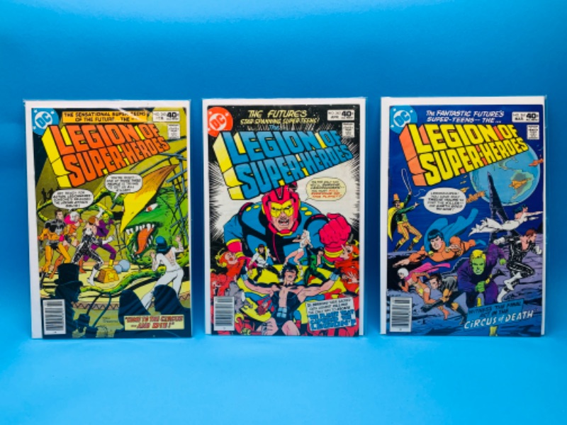 Photo 1 of 893043…3 vintage $.40 legion of superheroes comics in plastic sleeves