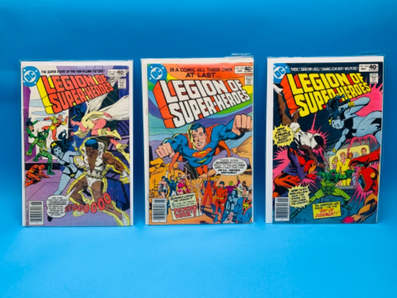 Photo 1 of 893044…3 vintage $.40 legion of superheroes comics in plastic sleeves