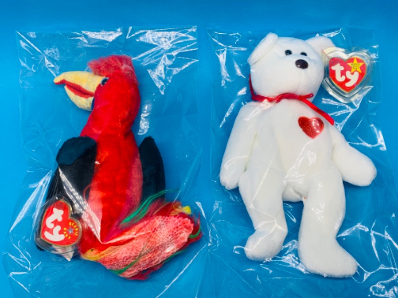 Photo 1 of 893047… 2 TY beanie babies in plastic bags 