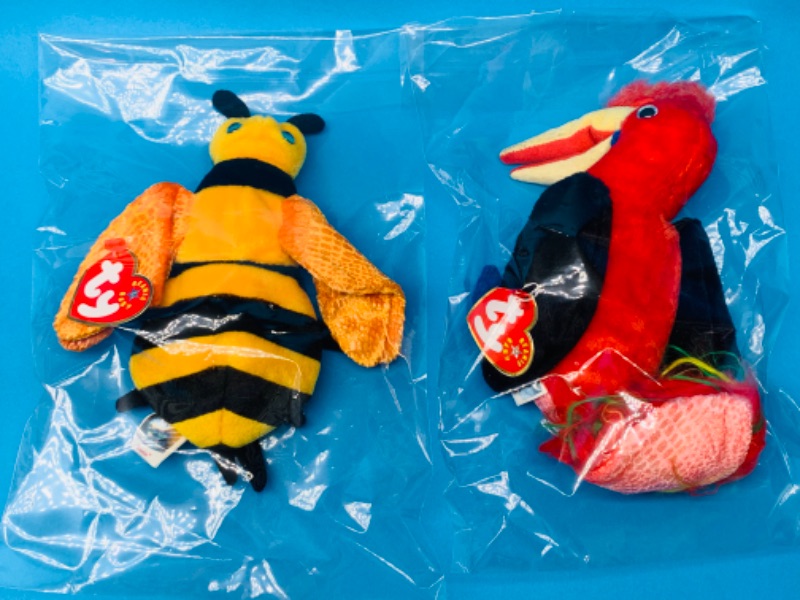 Photo 1 of 893053… 2 TY beanie babies in plastic bags 