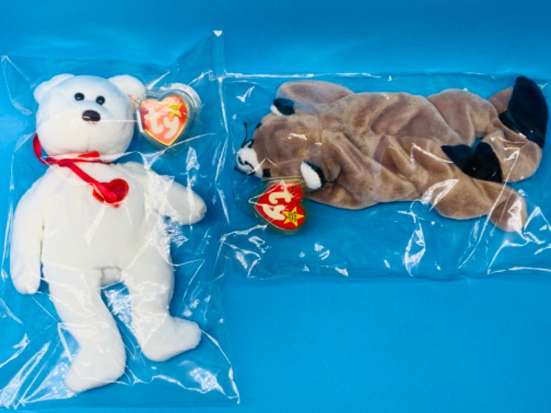 Photo 1 of 893056… 2 TY beanie babies in plastic bags 