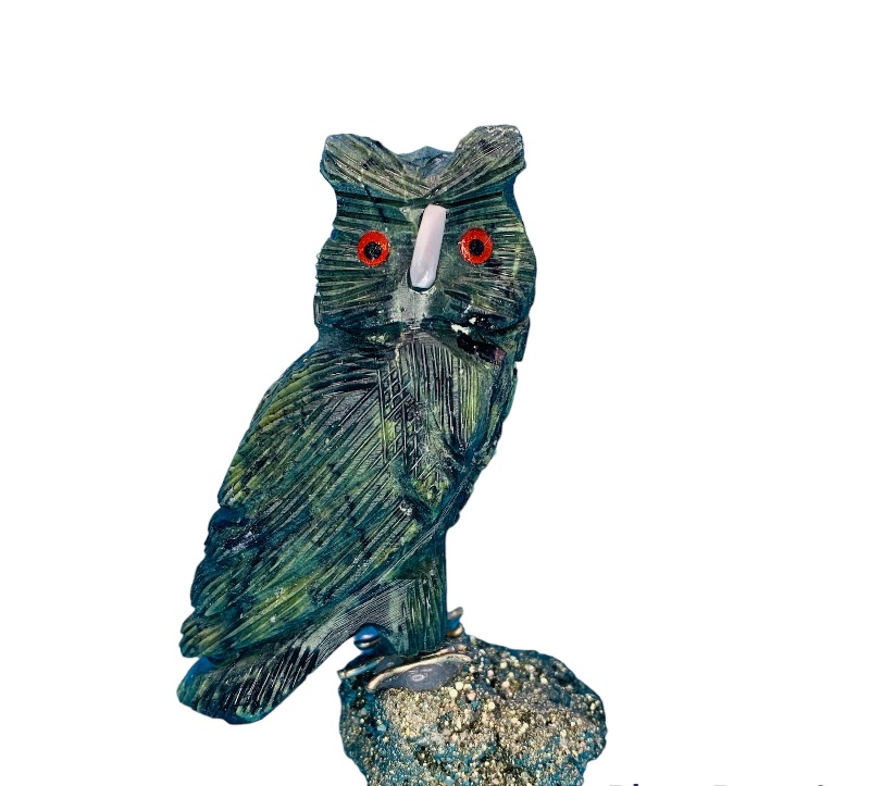 Photo 1 of 893075… 3.5” carved owl on pyrite rock