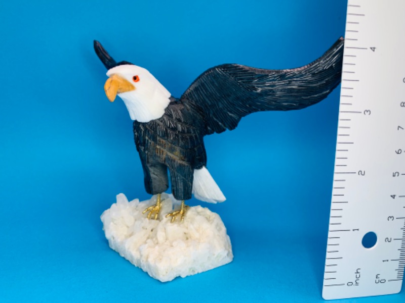 Photo 3 of 893076…4 x 6” carved eagle on apophyllite rock