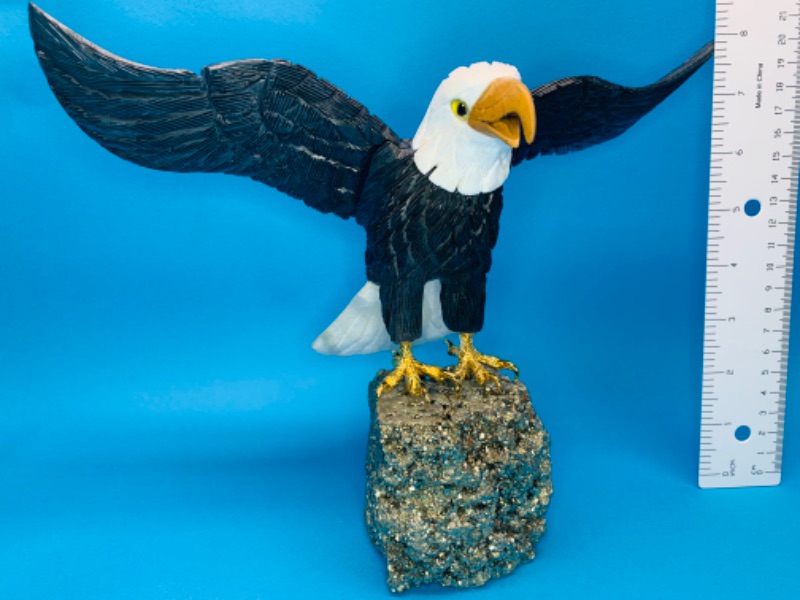 Photo 7 of 893077…large 8 x 10” carved eagle on large pyrite rock