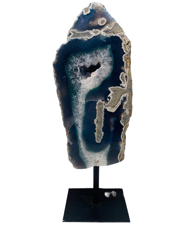 Photo 1 of 893100…large 12” agate and crystal rock on stand - height includes stand