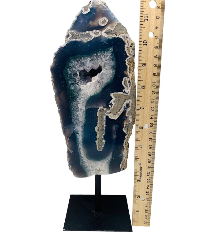 Photo 2 of 893100…large 12” agate and crystal rock on stand - height includes stand