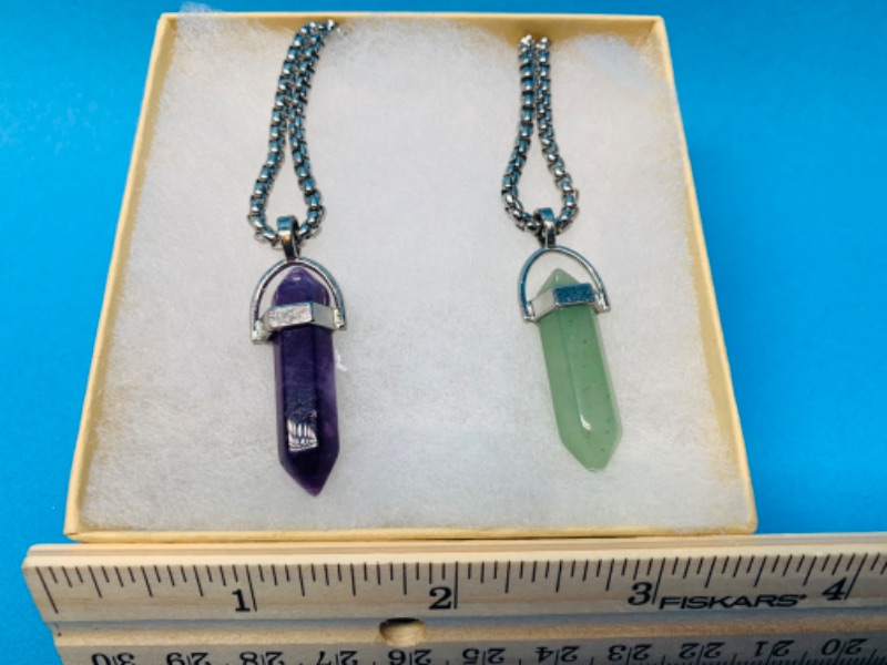 Photo 2 of 893105…2 crystal pendants on 22” chains in gift boxes 