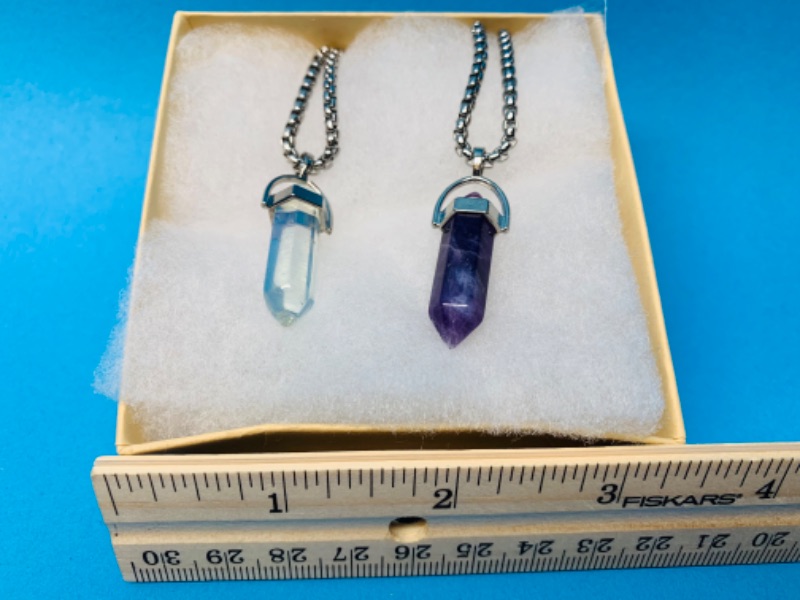 Photo 2 of 893109…2 crystal pendants on 22” chains in gift box 