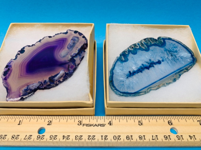 Photo 1 of 893122… 2 agate slices in gift boxes