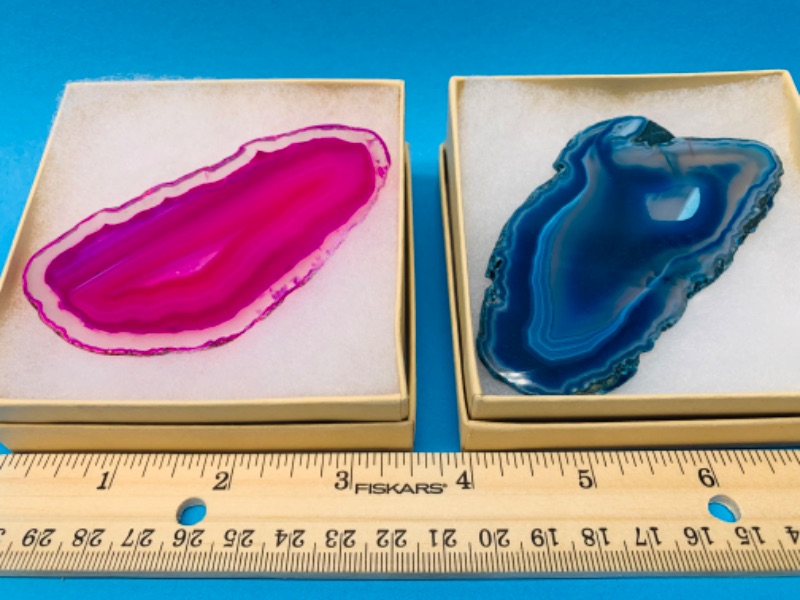 Photo 1 of 893123… 2 agate slices in gift boxes