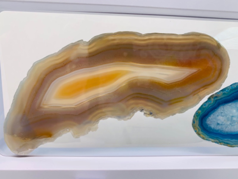 Photo 2 of 893186… 2 agate slices in 9 x 4” display 