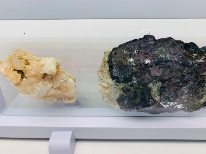 Photo 3 of 893187…3 piece stilbite, crystal, and galinas rocks in 9 x 4” display 