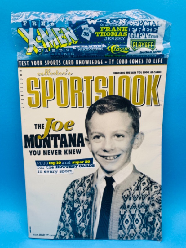 Photo 1 of 893189… sealed vintage sportslook magazine featuring Joe Montana with collectible trading cards 