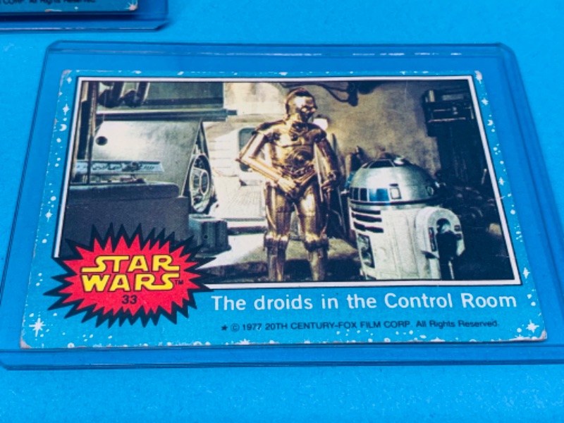 Photo 2 of 893191…3 vintage 1977 Star Wars trading cards in hard plastic sleeves 