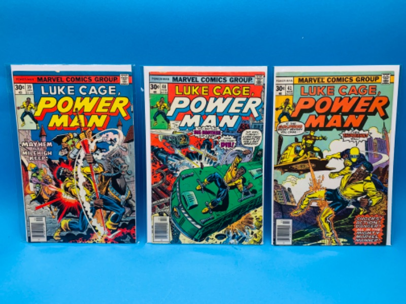 Photo 1 of 893559…3 vintage $.30 power man comics in plastic sleeves