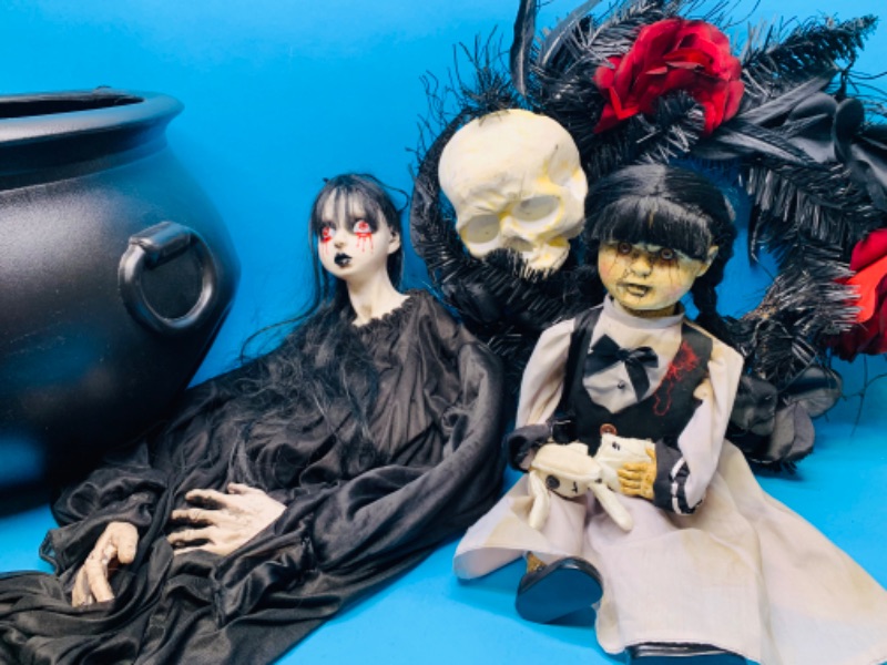 Photo 1 of 894193…creepy dolls, wreath, and witches pot