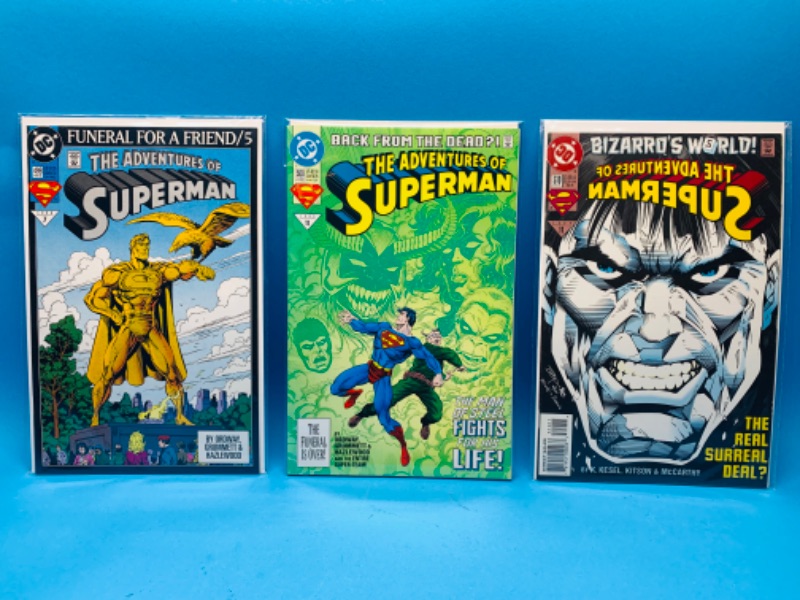 Photo 1 of 894369…3 Superman  comics in plastic sleeves 