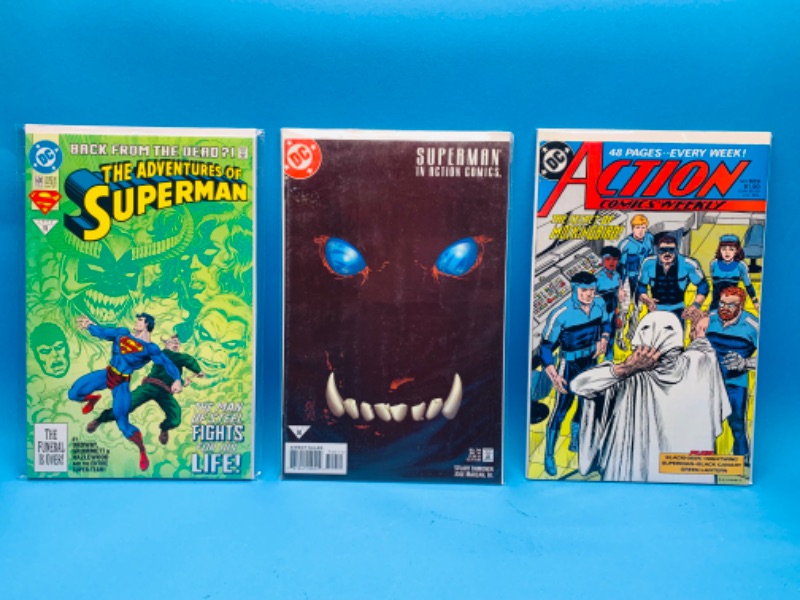 Photo 1 of 894373… 3 Superman comics in plastic sleeves 