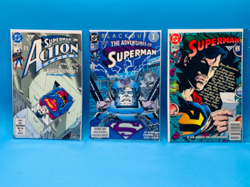 Photo 1 of 894388…3 Superman  comics in plastic sleeves 