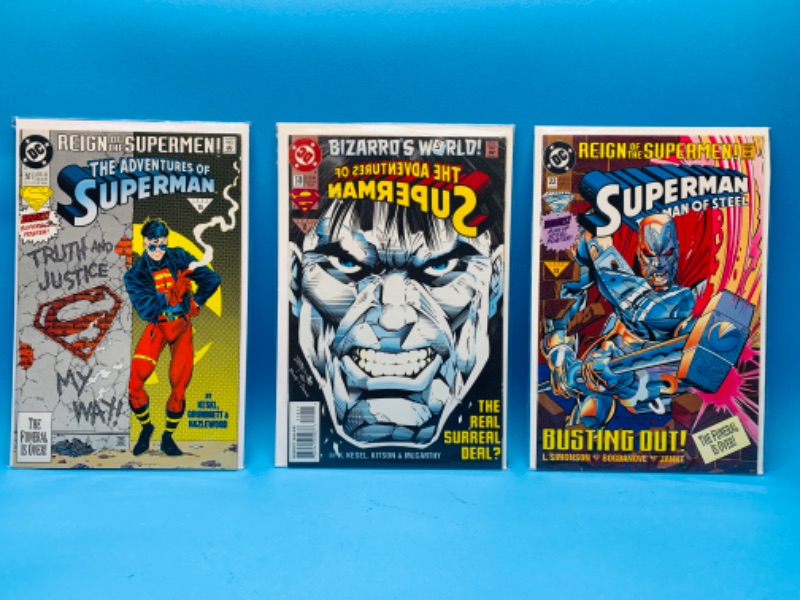 Photo 1 of 894389…3 Superman  comics in plastic sleeves 