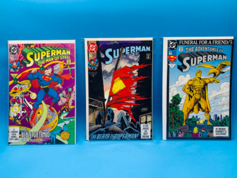 Photo 1 of 894390…3 Superman  comics in plastic sleeves 